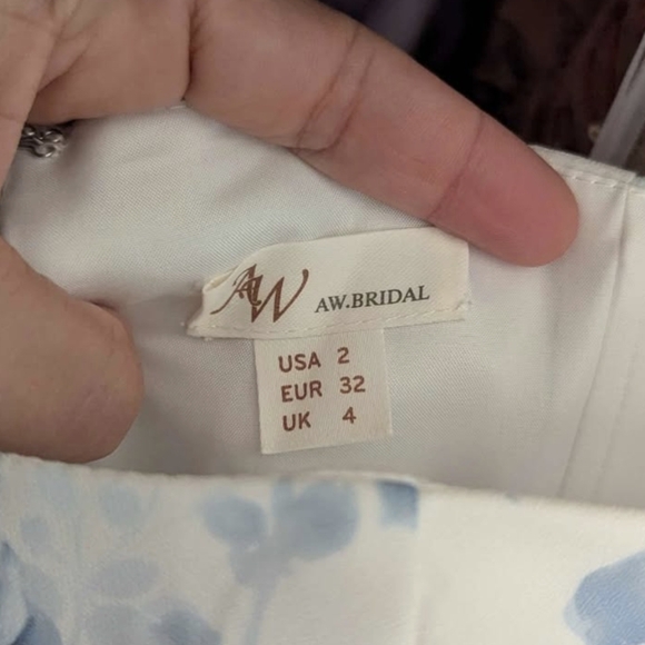 AW Bridal Elegant Blue Floral Maxi Dress Size 2 - Picture 7 of 7